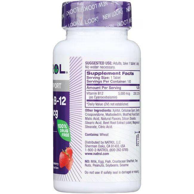 NA538 -  Vitamin B-12 Cyanocobalamin (100 Tabs, 5000mcg) - label